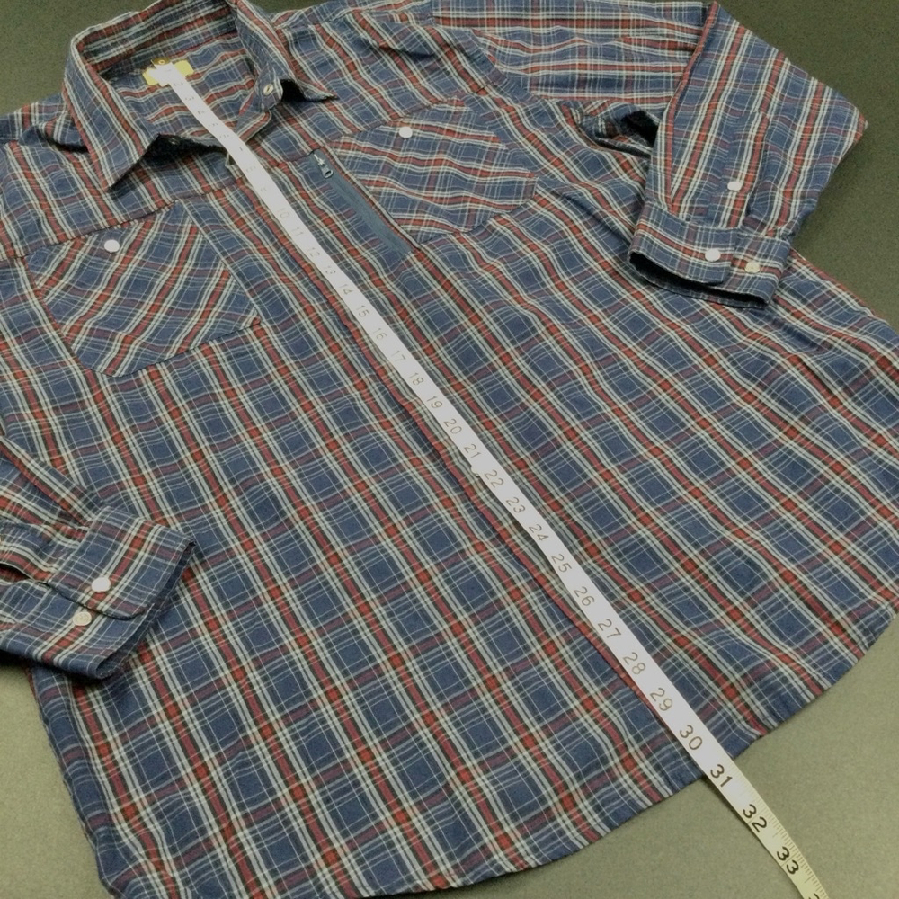 Vintage pearl snap Men's Haband Travelers Shirt, L, Blue - Picture 3 of 8